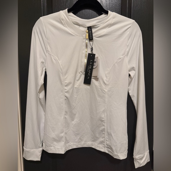 La Blanca Island Goddess Half Zip Rash Guard w/ Cups | White | Small | NWT - Picture 5 of 7